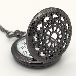 Pocket Watch NEW Black Cutout Spiderweb Gift Vintage Look